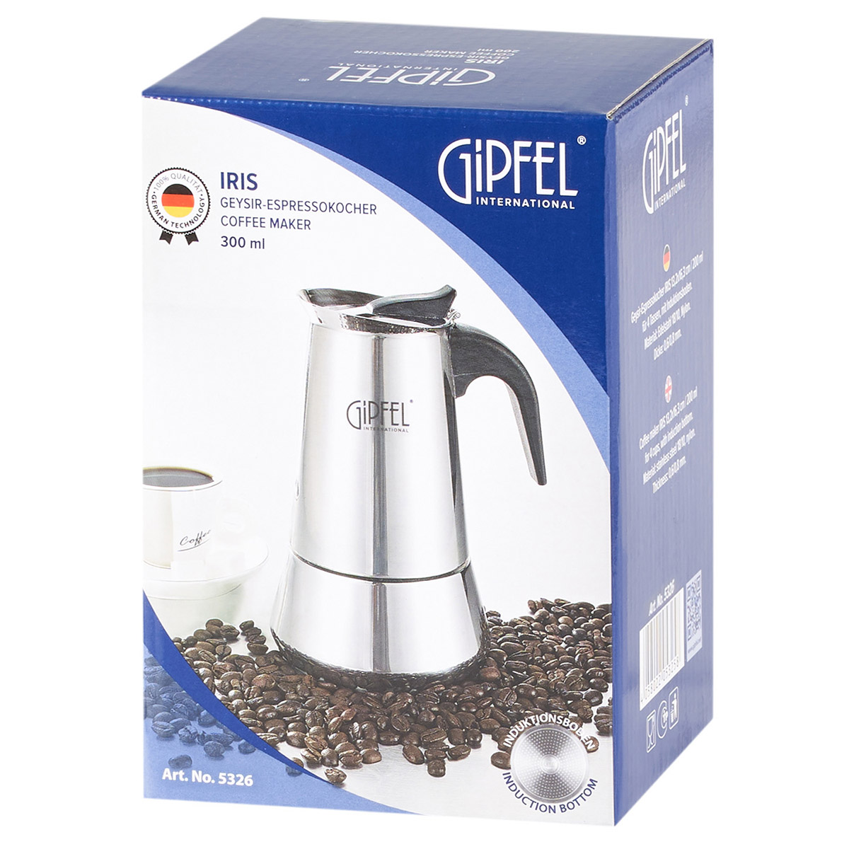 картинка 5326 GIPFEL Гейзерная кофеварка IRIS 14,3х18,5см/300мл на 6 чашек от магазина Gipfel
