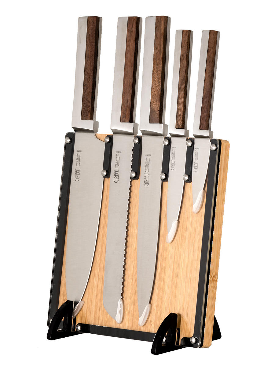 картинка 8423 GIPFEL Набор ножей FORT 5пр с бамбуковым блоком от магазина Gipfel